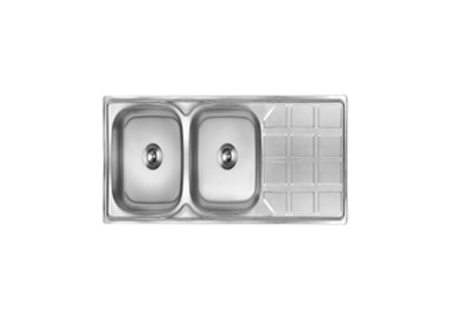 CAM AFRICA DC1248CS/DEB double kitchen sink with drainer stainless steel L120cm x W48cm