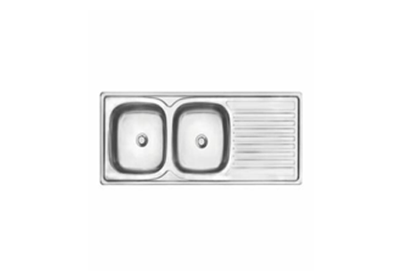 CAM AFRICA DC1248S/DEB double kitchen sink with drainer stainless steel L120cm x W48cm