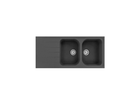 DELINIA Elbe double kitchen sink with drainer quartz / resin composite  L116cm x W50cm