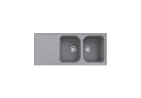 DELINIA Elbe double kitchen sink with drainer quartz / resin composite  L116cm x W50cm