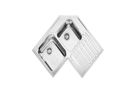 FRANKE Studio STX 621 double kitchen corner sink stainless steel L83cm x W83cm