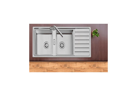 FRASA Taske 80D double kitchen sink with drainer stainless steel L116cm x W50cm