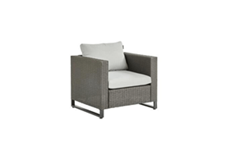 Outdoor Dining Armchair Wicker-Steel Dark Grey