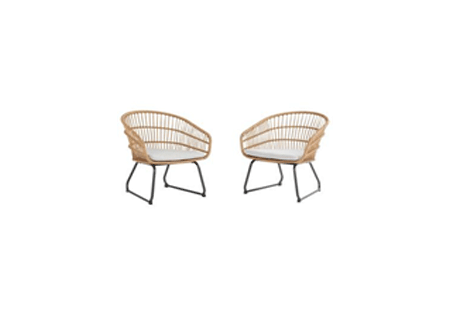 Outdoor Dining Armchairs 2Set Balcony Wicker-Steel