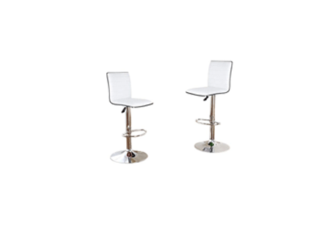 Pair of Elegant High-Back Barstools With Swivel And Footrest
