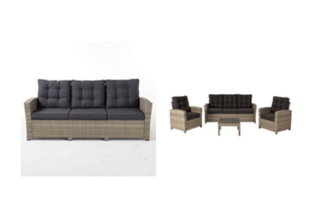 SOFA SET-DAVEPORT KD 4PCS- BENCH 3 SETERS, 2 ARMCHAIRS + 1 TABLE, ALU
