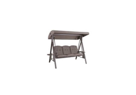 Swing chair 3 seater with cushion brown 206cm x 118cm x 184cm steel