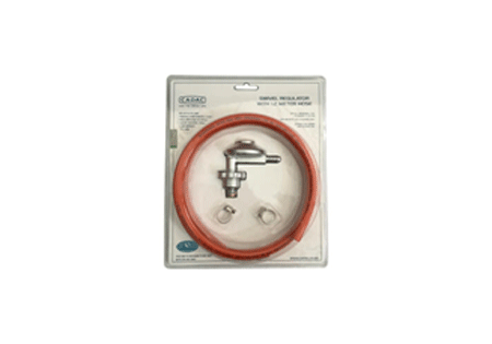 Swivel regulator including 1.2m hose and 2 clamps