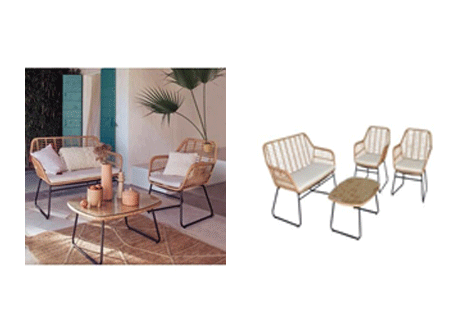 Patio Furniture Set Bambu Beige