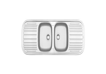 FRANKE Quinline QLX 622 double kitchen sink with drainer stainless steel L150cm x W50cm