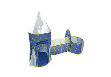3 PC POP UP ROCKET SHIP KIDS BOYS PLAY TENT WITH TUNNEL