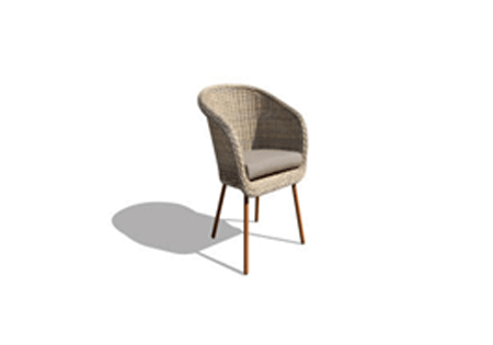 CHAIR 63X61X83CM,BRUSHED ALUM/PE WICKER/POLYESTER,NATURAL COLOR