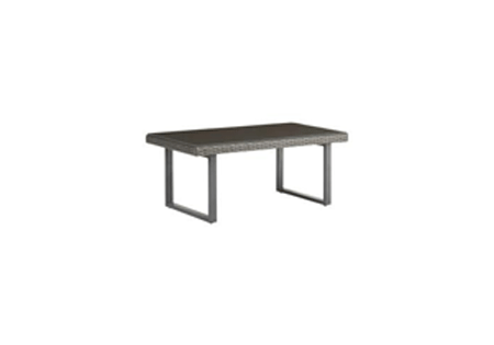 Coffee table noa fix NATERIAL glass dark grey 50cm x 95cm x 40cm wicker & steel