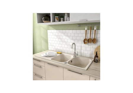 DELINIA Elbe double kitchen sink with drainer quartz / resin composite  L116cm x W50cm
