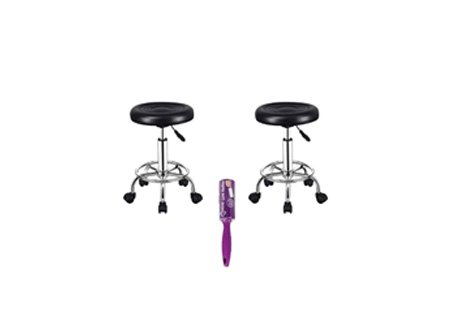 Diyya Rolling barstool with Lint Roller- set of 2 - Black