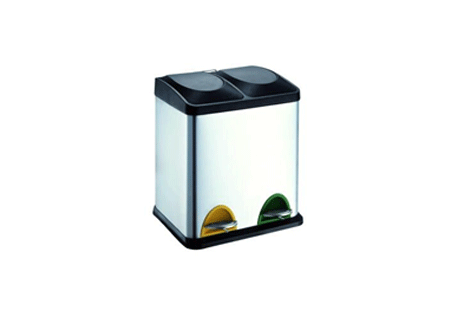 Kitchen Recycle Pedal Bin Chrome 15 Liters With 2 Compartments