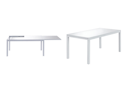 NATERIAL LYRA UP&DOWN TABLE ALU GLASS LIGHT GREY 180/260X96