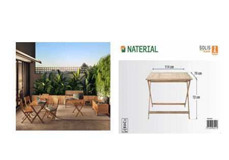 Outdoor Dining Table NATERIAL Solis Origami Natural Long