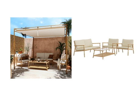 Patio Furniture Set NATERIAL Bamboo Beige White