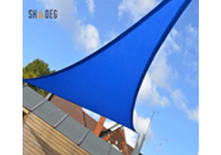 Shade sail azul Shadeg Ultrablock 325GSM 424cm x 300cm × 300cm triângulo