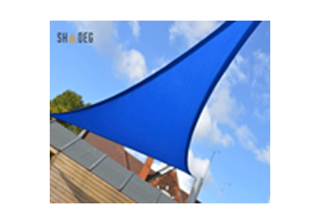 Shade sail blue Shadeg Ultrablock 325GSM 583cm x 500cm × 300cm triangle