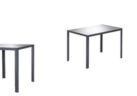 Table glass top dark grey 110cm x 70cm steel